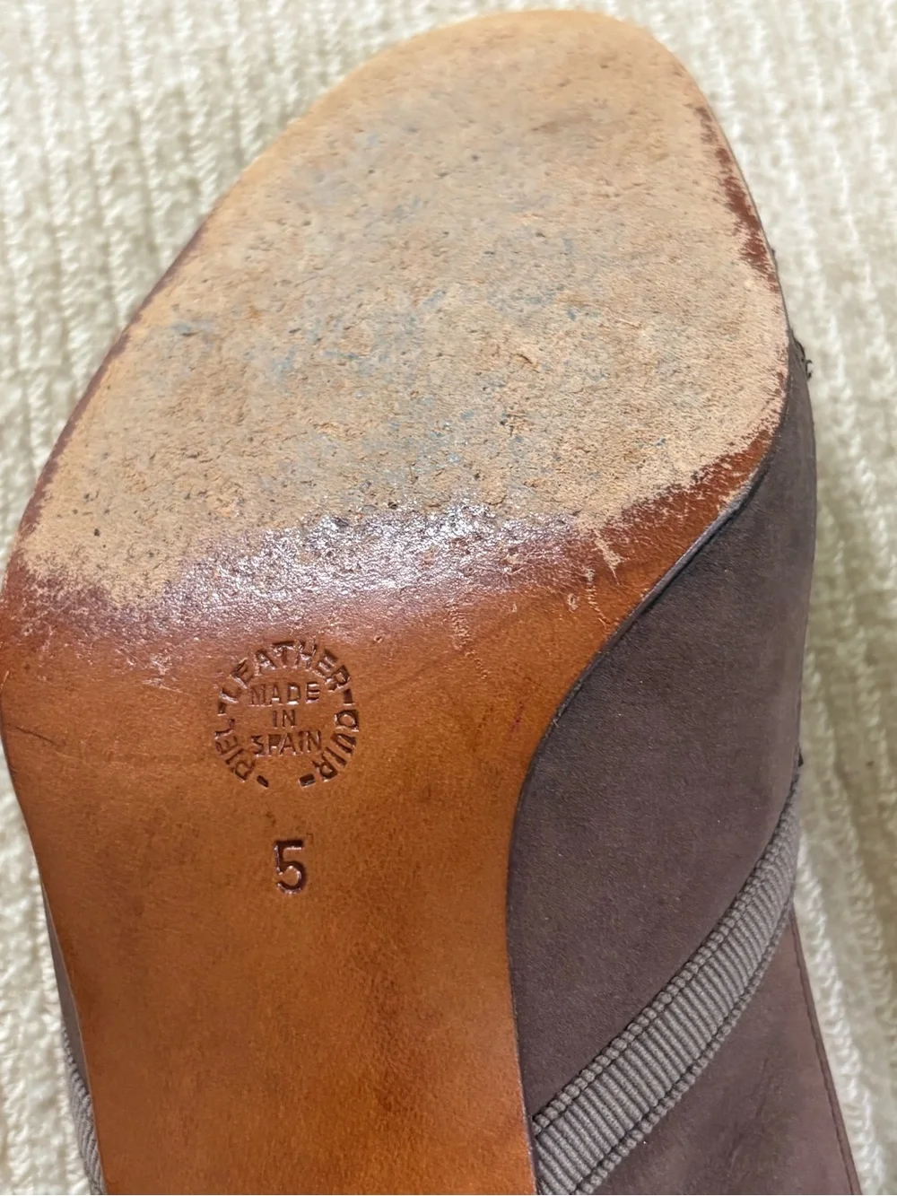 Farrutx Taupe Brown Slingback Peep-Toe Textured Heels